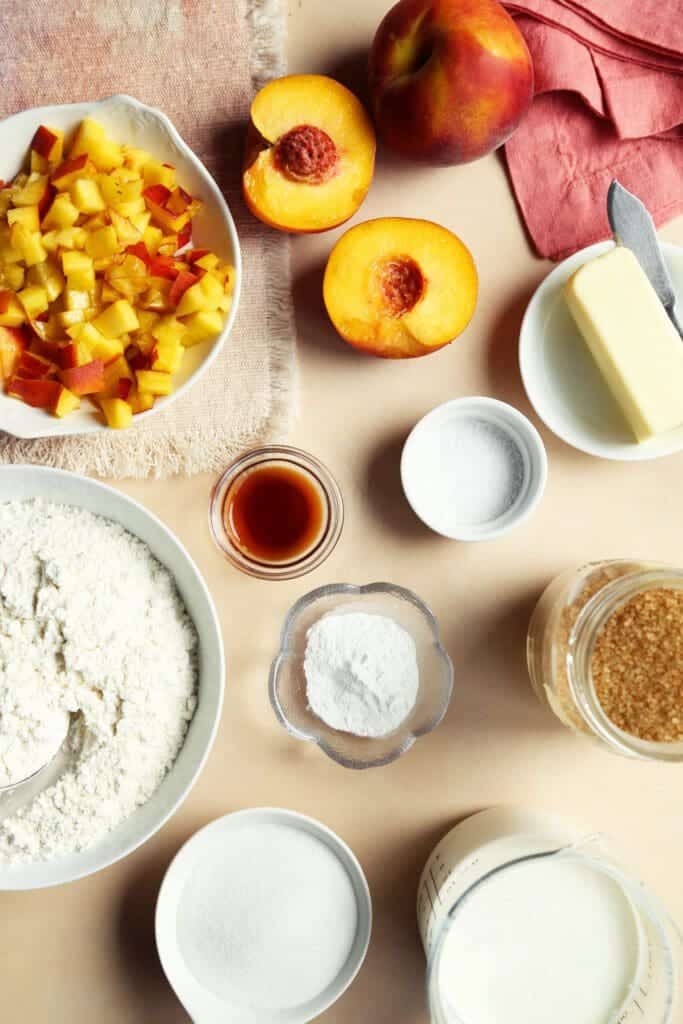 ingredients for easy scone recipe in small bowls.