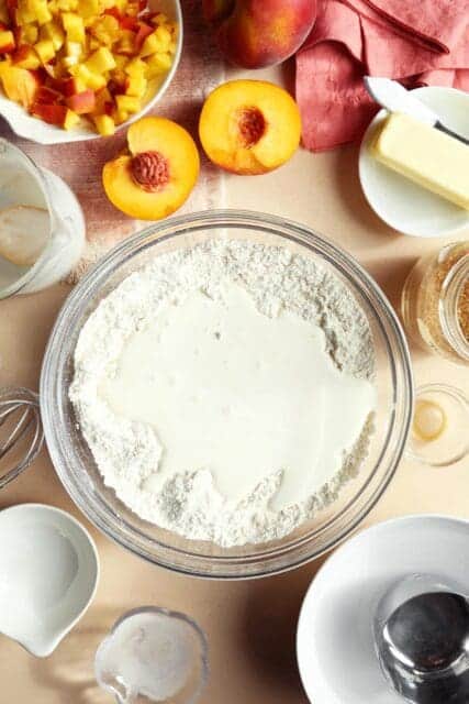 Adding heavy cream to easy scone recipe