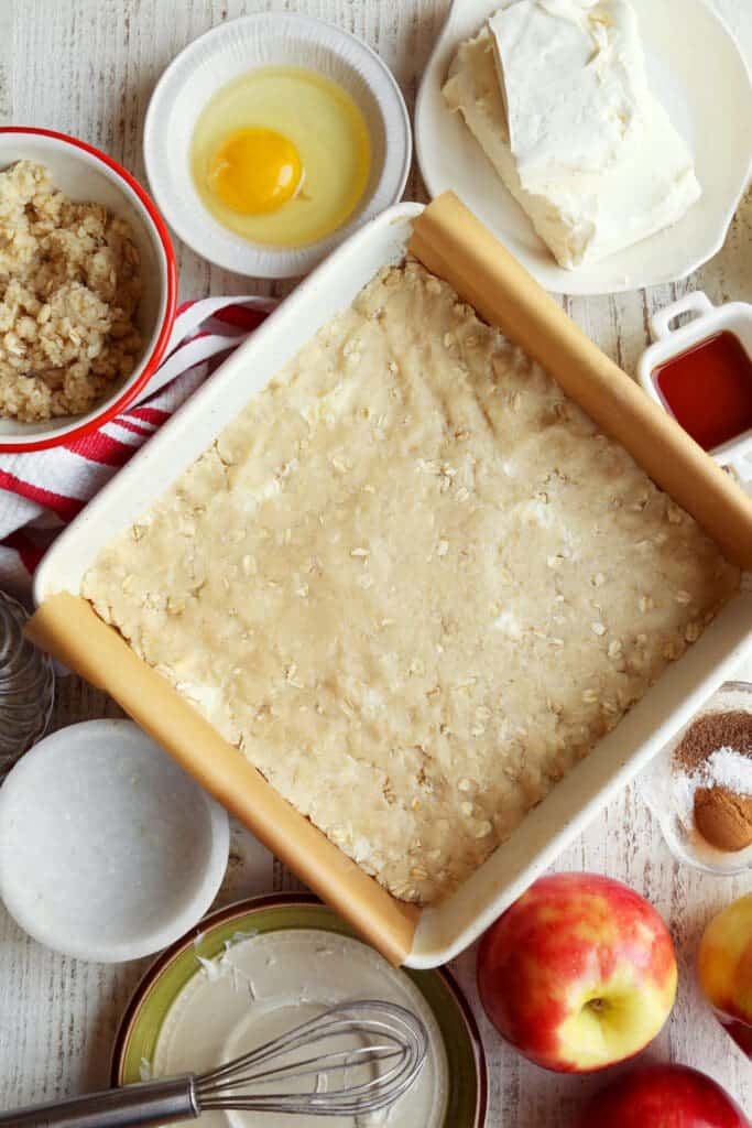 crust for cheesecake bars pressed into pan