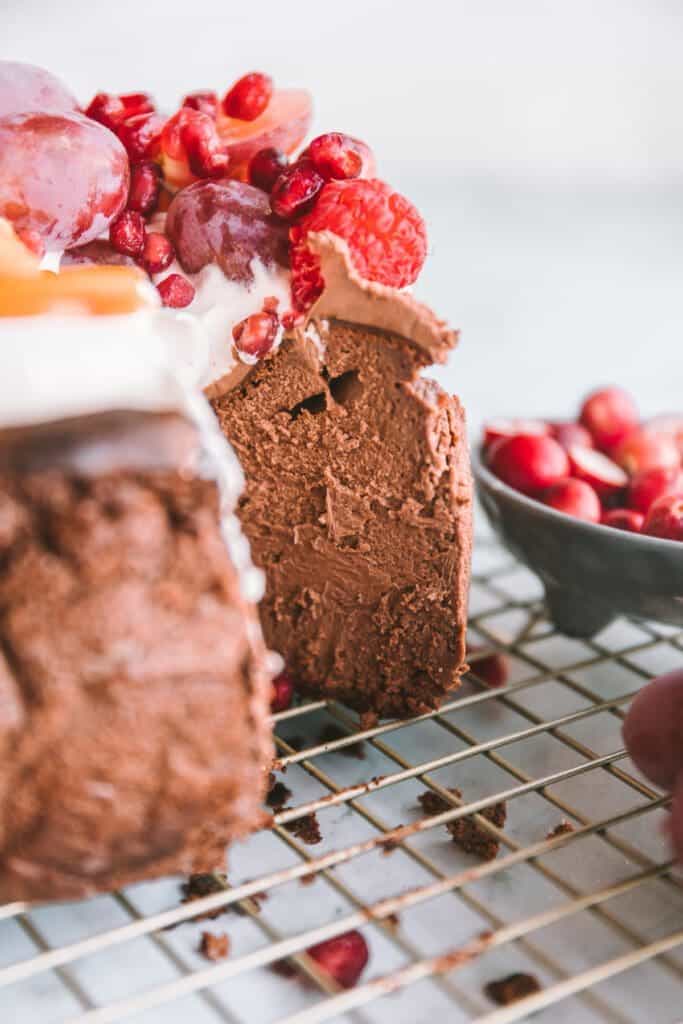Texture of chocolate cheesecake recipe.