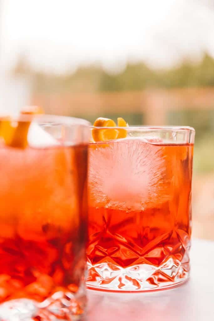 Two glasses of Negroni Sbagliato