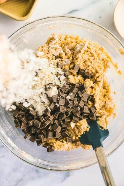 mixing ingredients to make cowboy cookies