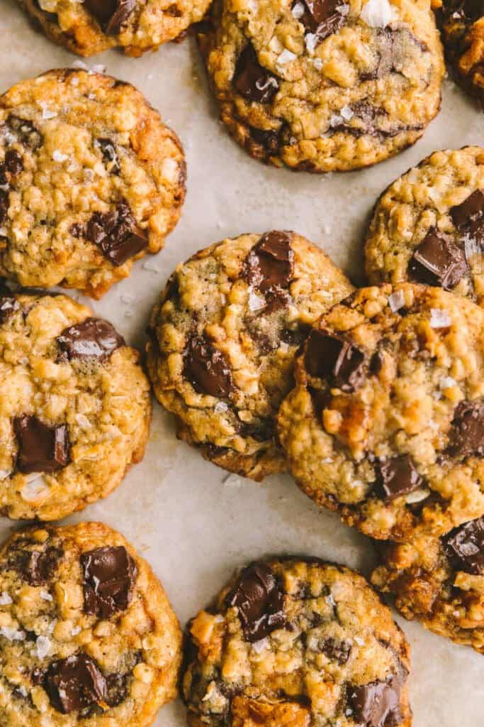 a close up pile of cowboy cookies