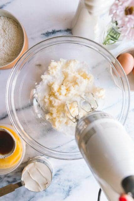 creaming butter and sugar until light and fluffy for lemon cake recipe