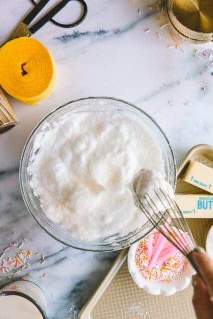 whisking egg whites to soft peaks for cake