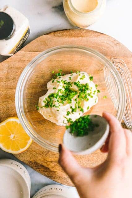 making a spicy horseradish mayo with Duke's mayo