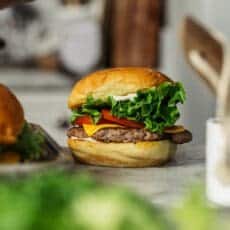 finished and assembled burger for smash burger recipe