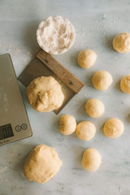 portioned out kolache dough