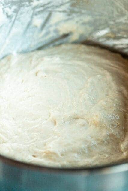 focaccia dough resting and rising