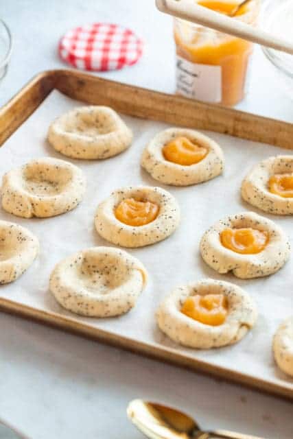 kolache dough filled with lemon curd