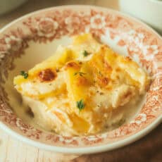 a bowl of dauphinoise potatoes