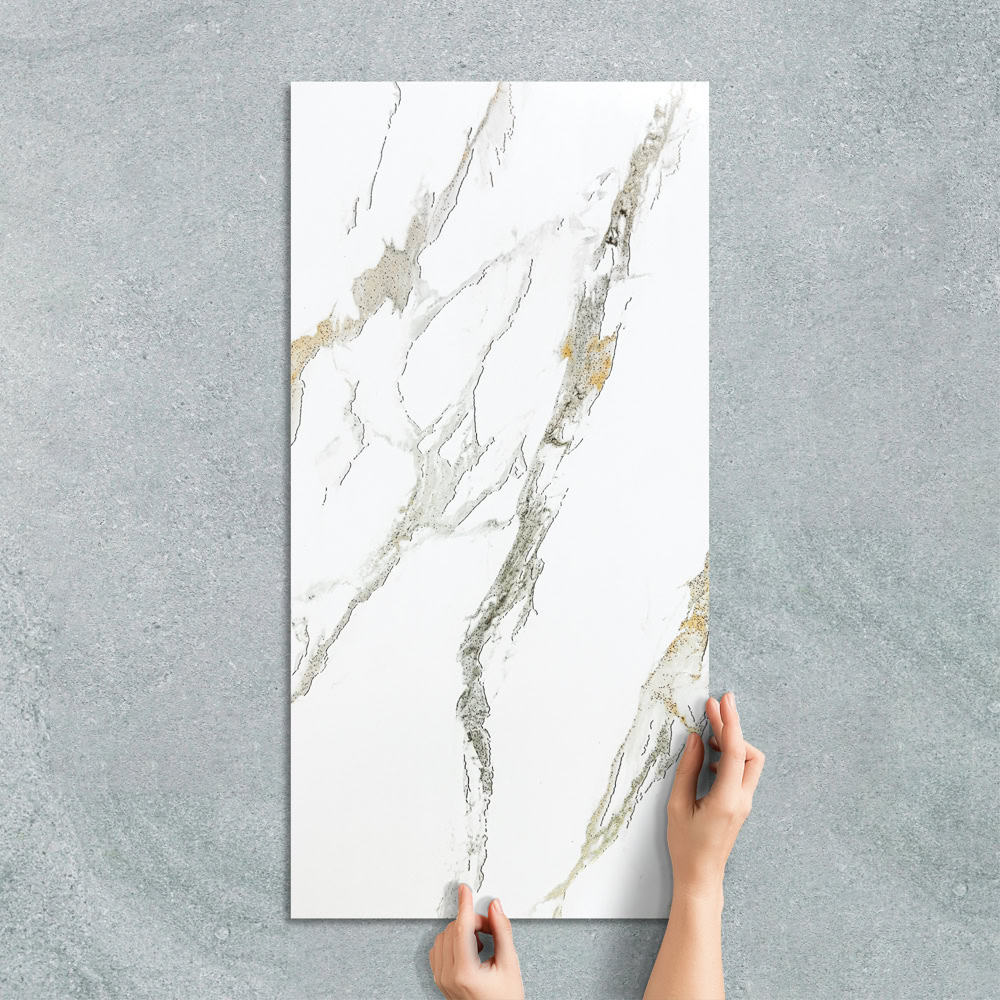 ABSTRACT GREY GOLD - MARBLE LOOK TILE