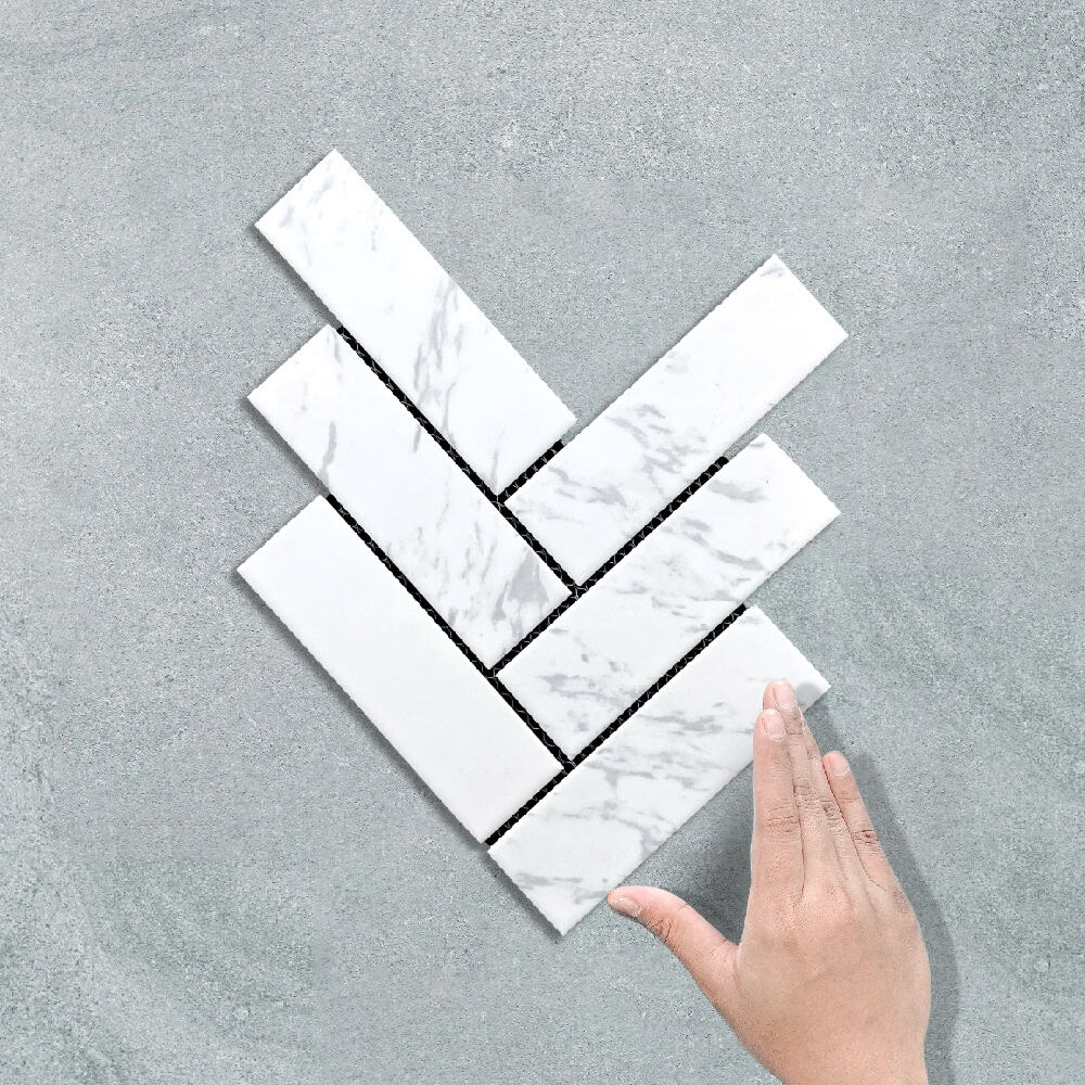 HERRINGBONE XXL CARRARA - MOSAIC