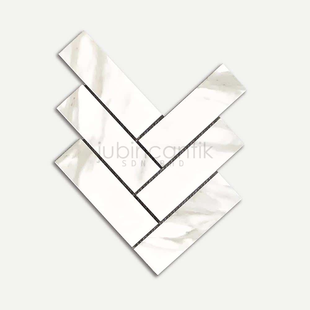 Hover image for HERRINGBONE XXL CARRARA (GLOSS) - MOSAIC