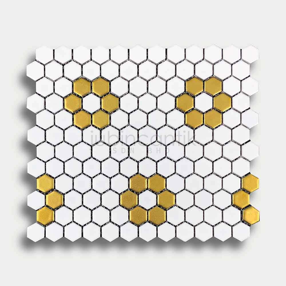 Hover image for HEX FLORAL GOLD & WHITE - MOSAIC