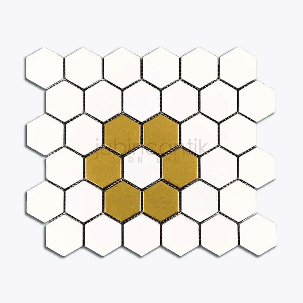 Hover image for HEX MEDIUM FLORAL GOLD WHITE - MOSAIC