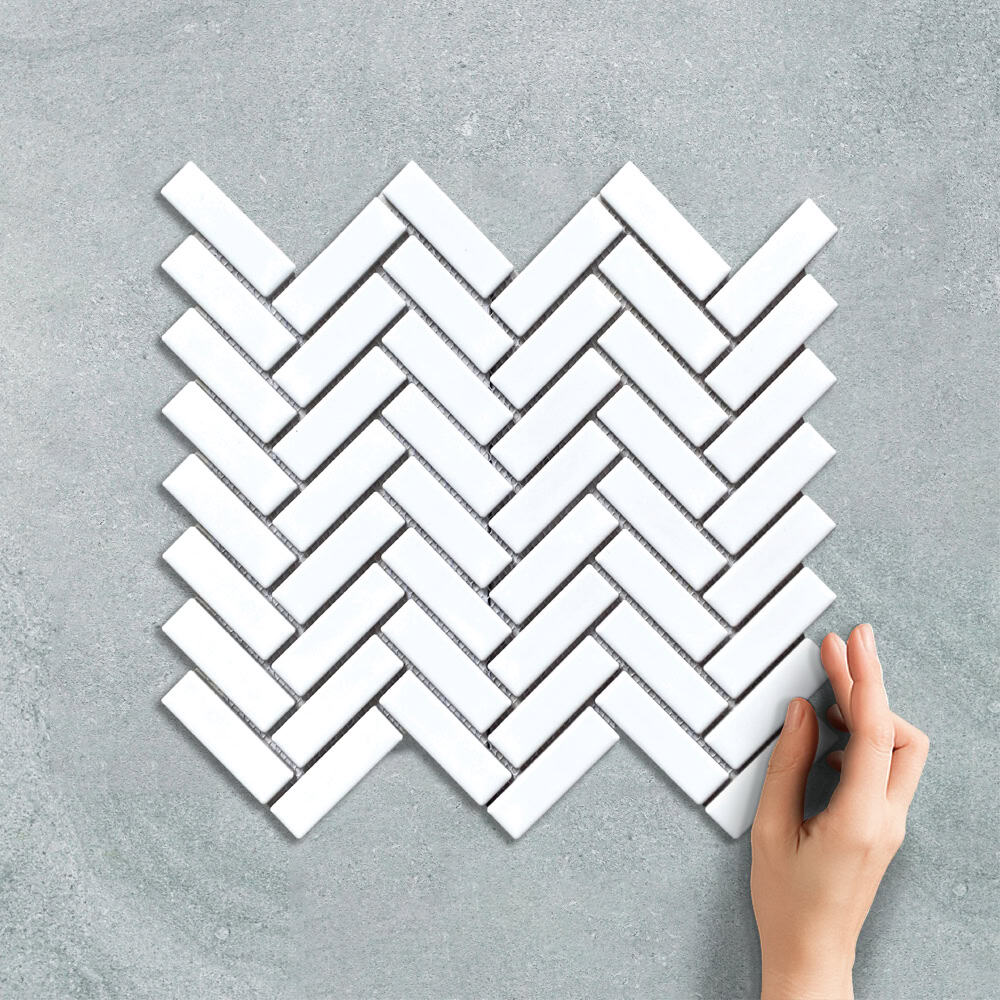 HERRINGBONE WHITE- MOSAIC