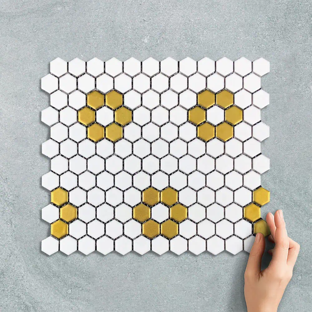 HEX FLORAL GOLD & WHITE - MOSAIC