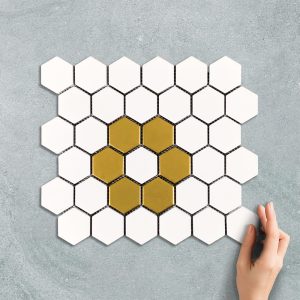 HEX MEDIUM FLORAL GOLD WHITE - MOSAIC