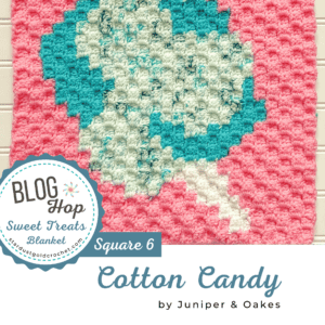 Crochet blanket featuring cotton candy colors by Juniper & Oakes.