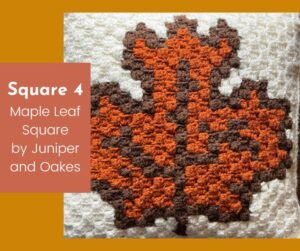 Maple leaf cross-stitch pattern in orange and brown by Juniper and Oakes.