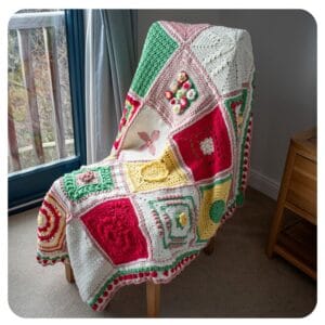 many different Afghan blocks and blanket squares with floral flower themes