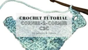 Crochet corner-to-corner tutorial with yarn and hook for beginners.