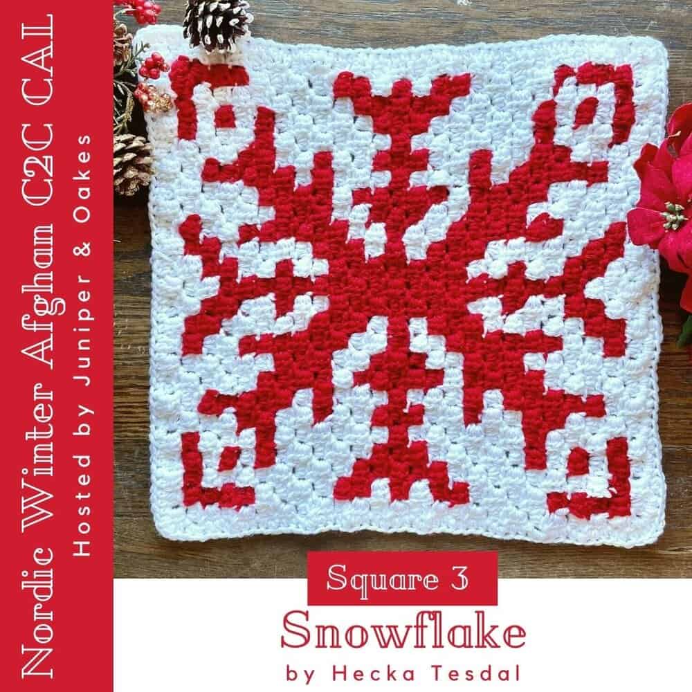 Snowflake crochet square for Nordic Winter Afghan CAL project.