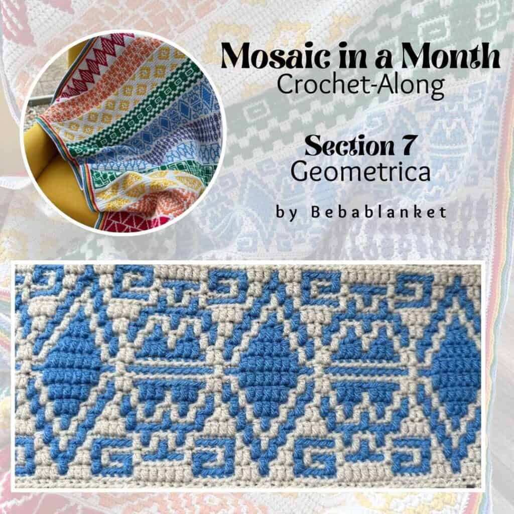 Mosaic in a Month crochet blanket featuring geometric patterns for crochet along projects.