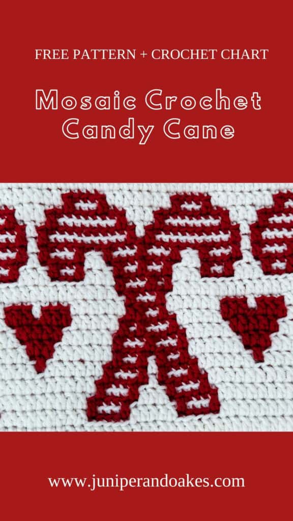 Pin image featuring the mosaic candy cane crochet pattern