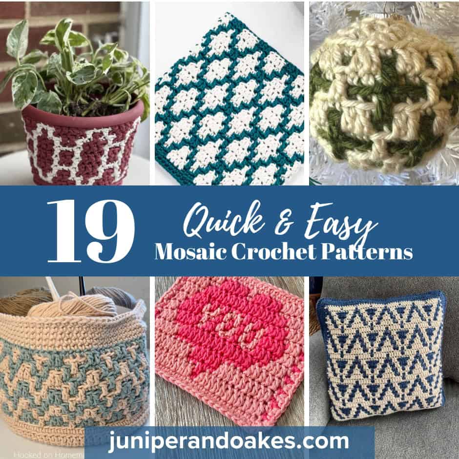 Colorful mosaic crochet pattern featuring intricate geometric designs. Perfect for quick, easy craft.