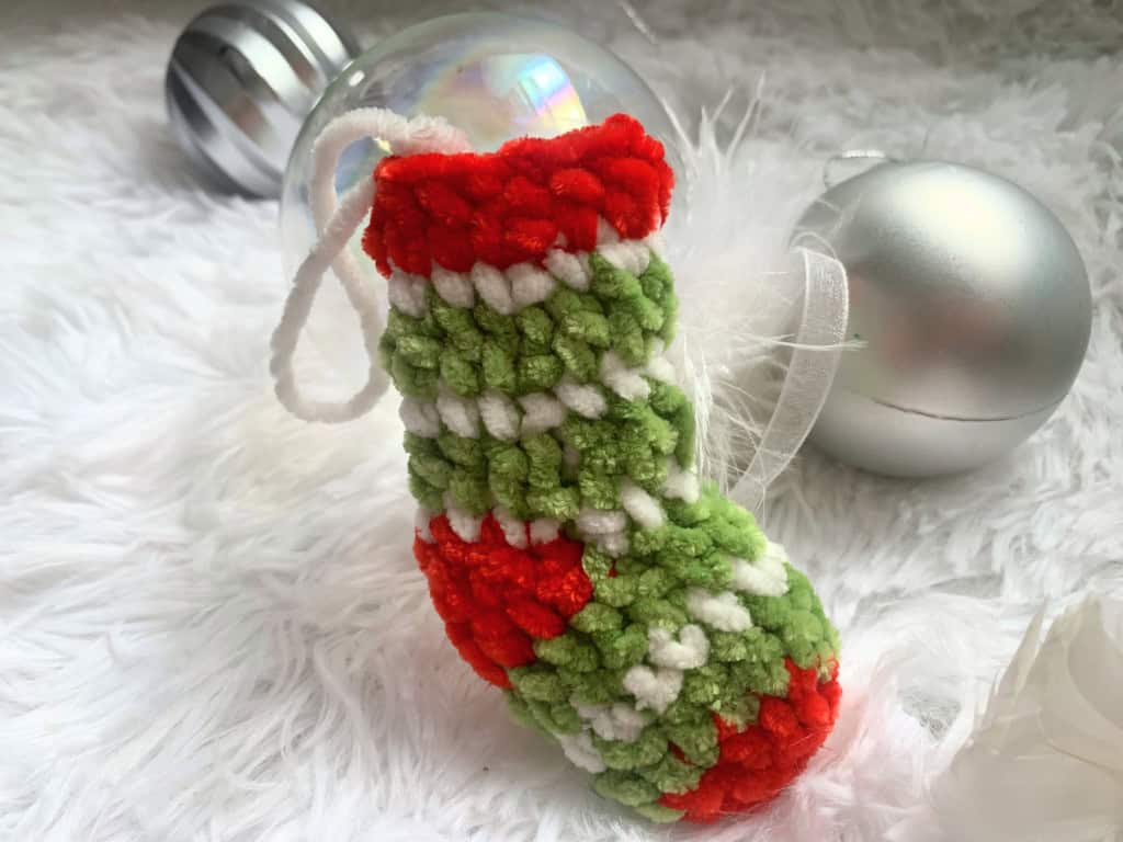 Mini Christmas Stocking Ornament by Hookfully