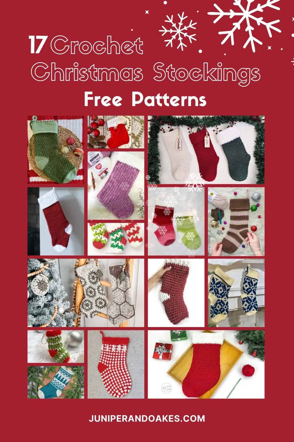 17 Crochet Christmas Stocking Patterns - Collage Pin Image