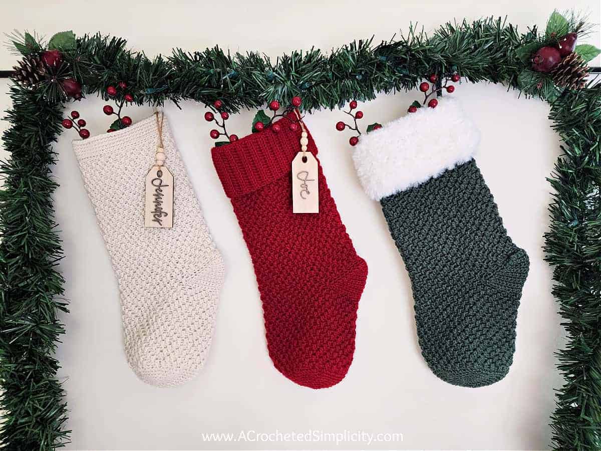 Stacked Diamonds Christmas Stockings by A Crocheted Simplicity