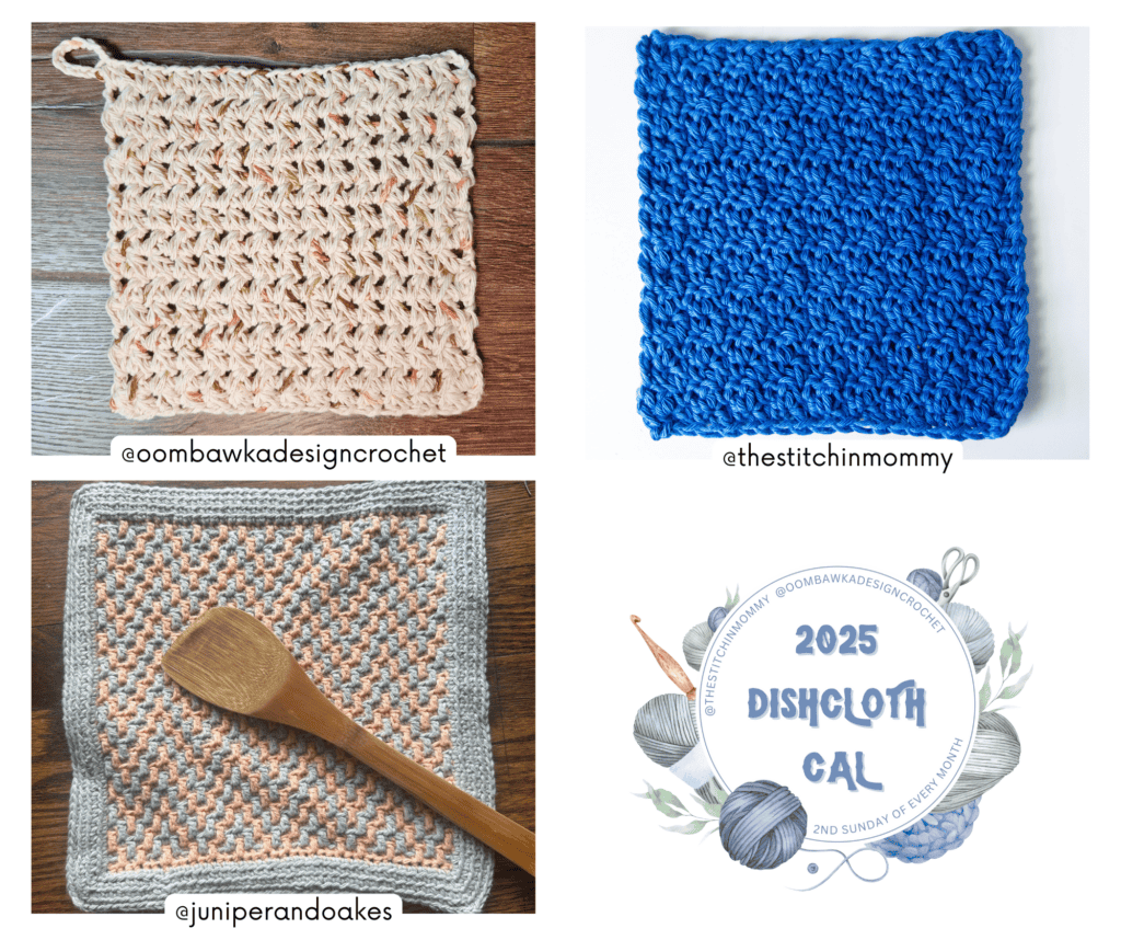January's free crochet dishcloth patterns from the 2025 Dishcloth CAL