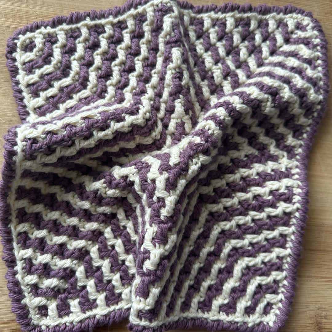 Starburst Mosaic Crochet Washcloth.