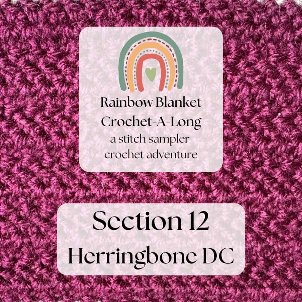 Herringbone Double Crochet Stitch - Section 12 of the Rainbow Blanket CAL