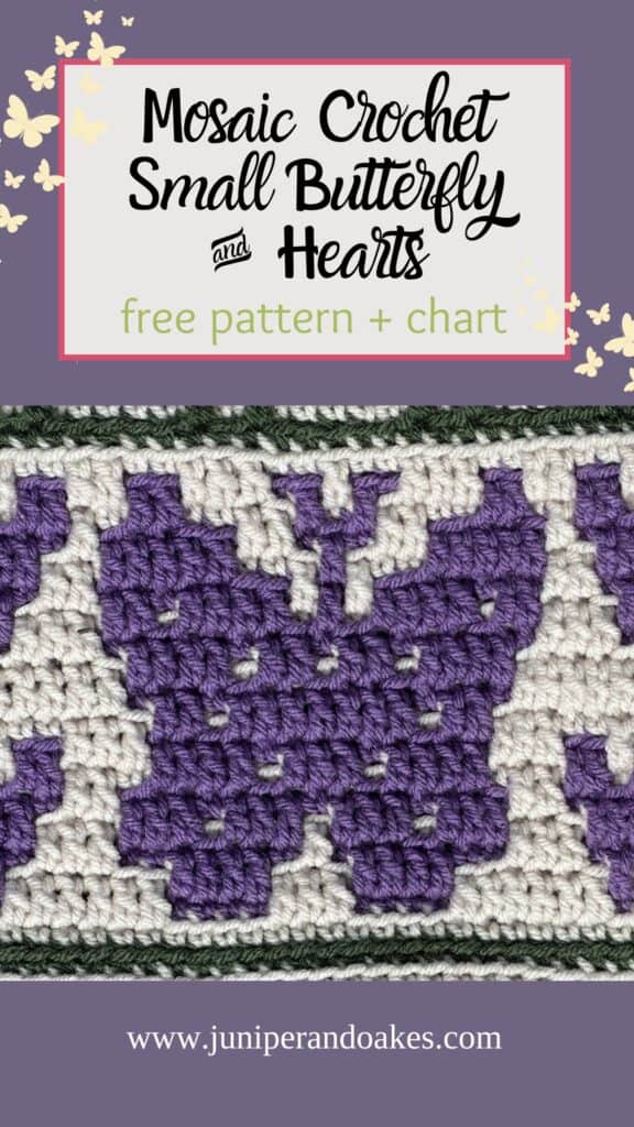 Mosaic Crochet Butterfly and Hearts Pattern - Flower Garden Blanket - Pin