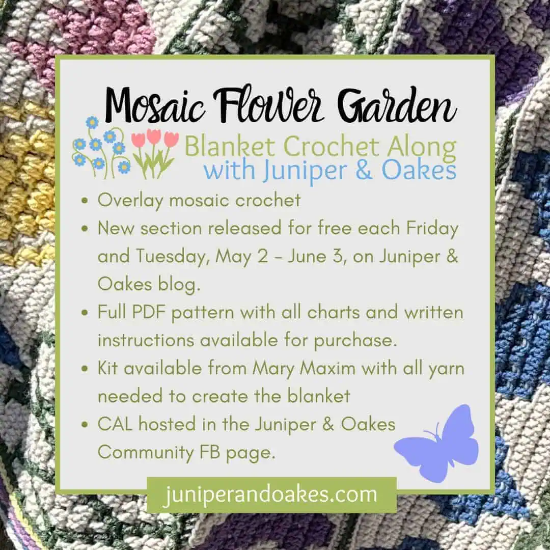Mosaic Crochet Flower Blanket CAL Details