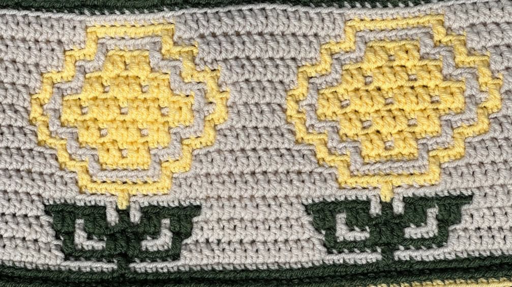 Mosaic Crochet Sunflower Pattern - Flower Garden Blanket CAL