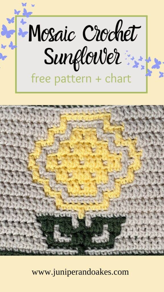 Mosaic Crochet Sunflower Pattern + Chart - Pin