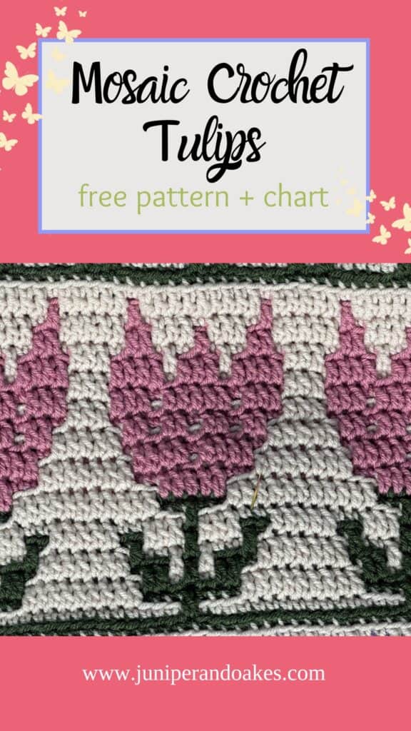 Mosaic Crochet Tulips Pattern - Flower Garden Blanket - Pin