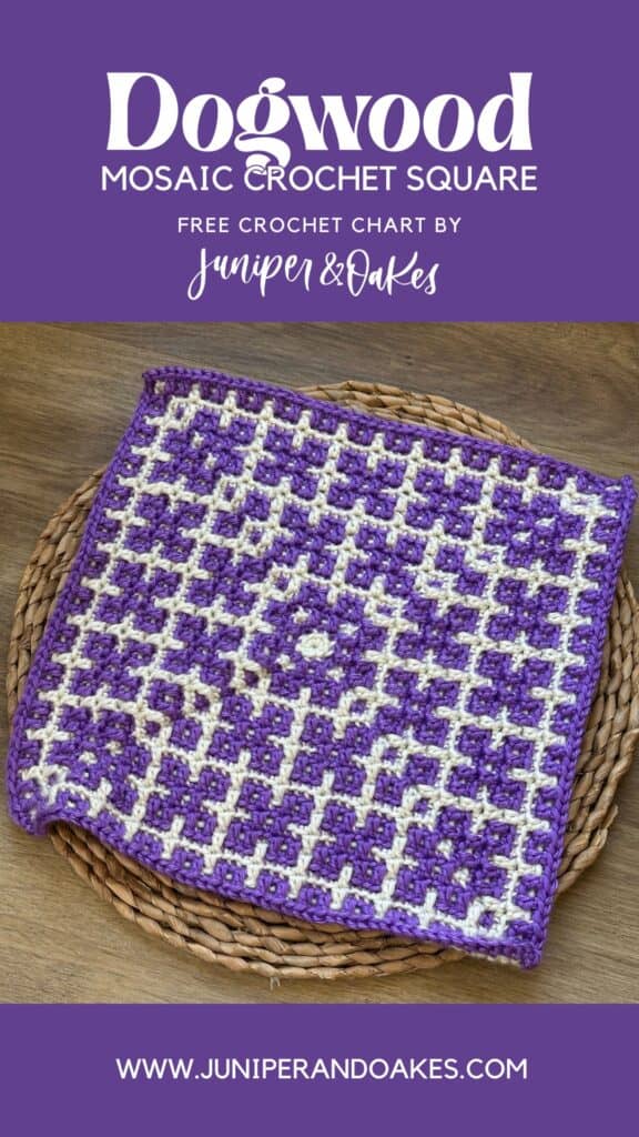 Handcrafted purple and white mosaic crochet square with intricate pattern.