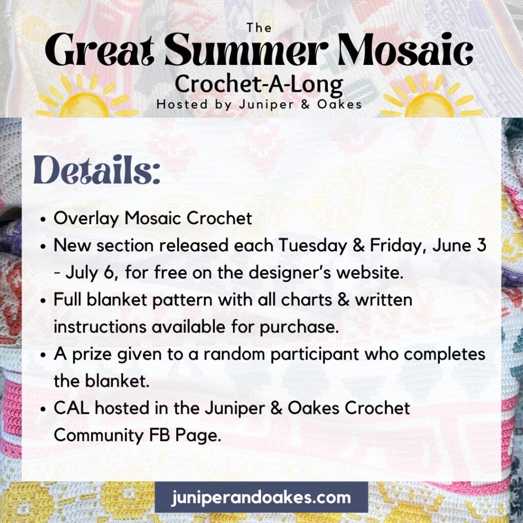 Details for the Great Summer Mosaic crochet blanket CAL