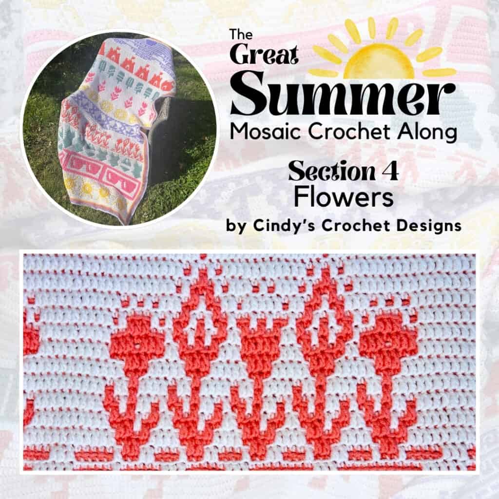 Vibrant summer mosaic crochet blanket featuring colorful flower motifs, perfect for cozying up durin.
