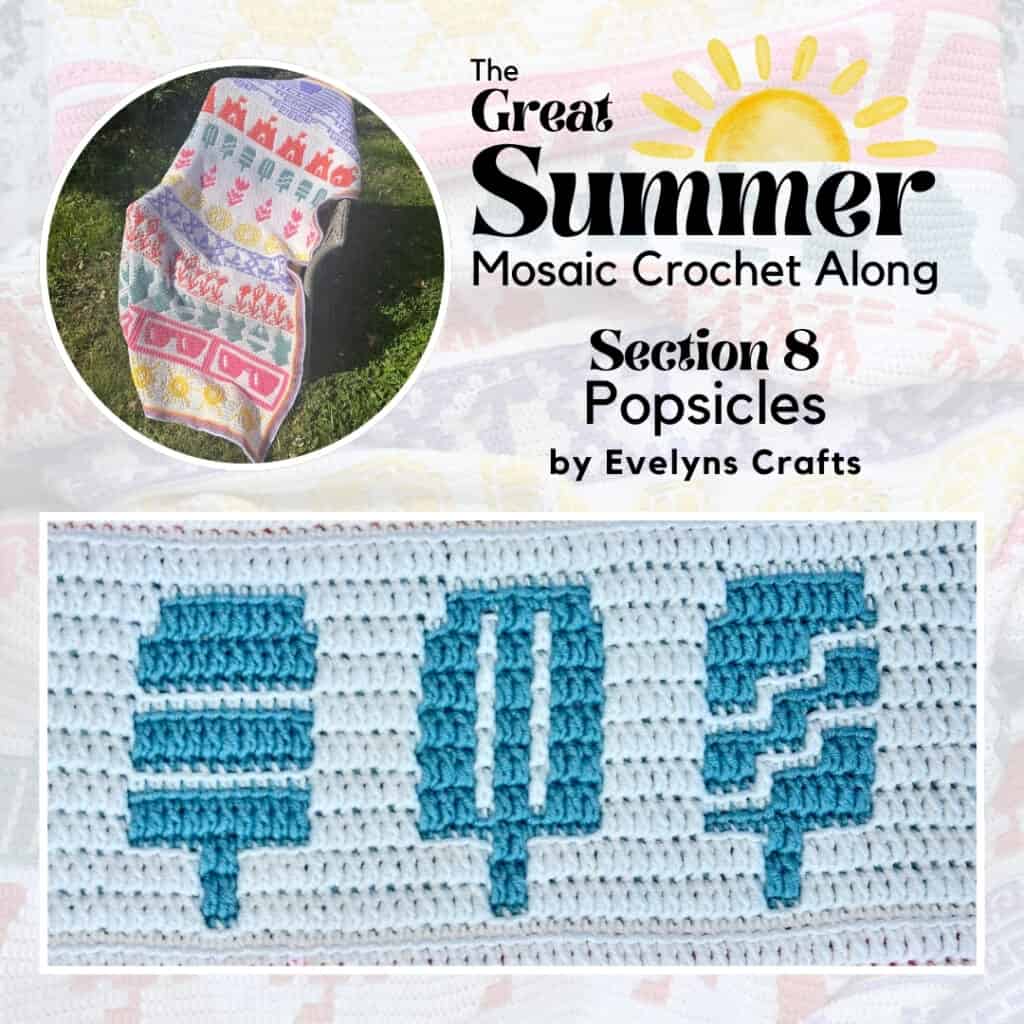 Colorful mosaic crochet blanket with summer-themed popsicle designs. Perfect for cozy, handmade summer decor.