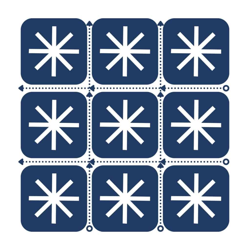 Blue and white snowflake pattern for holiday or winter decor.