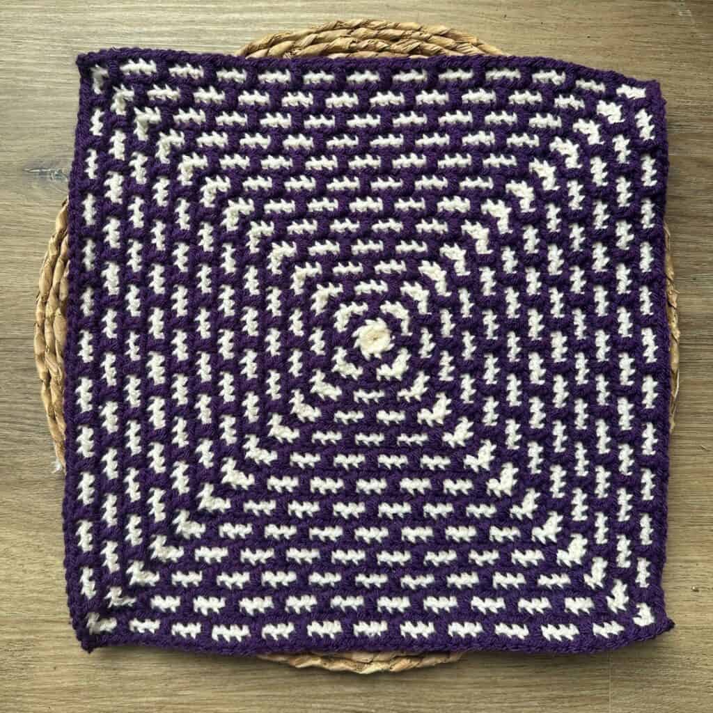 The finished Steady Path Mosaic Crochet Square - a free, easy pattern