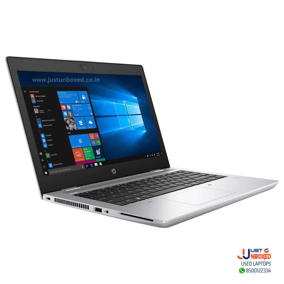 Lightweight silver HP laptop with Windows 10 display, perfect for work and entertainment.