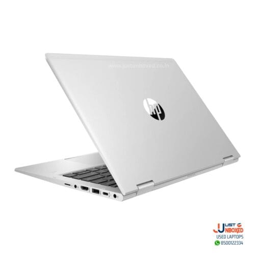 Elegant silver HP laptop with sleek design and multiple connectivity ports for versatile use.